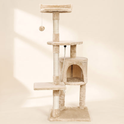 Cat Tree with Condo and Top Perch - tower-beige