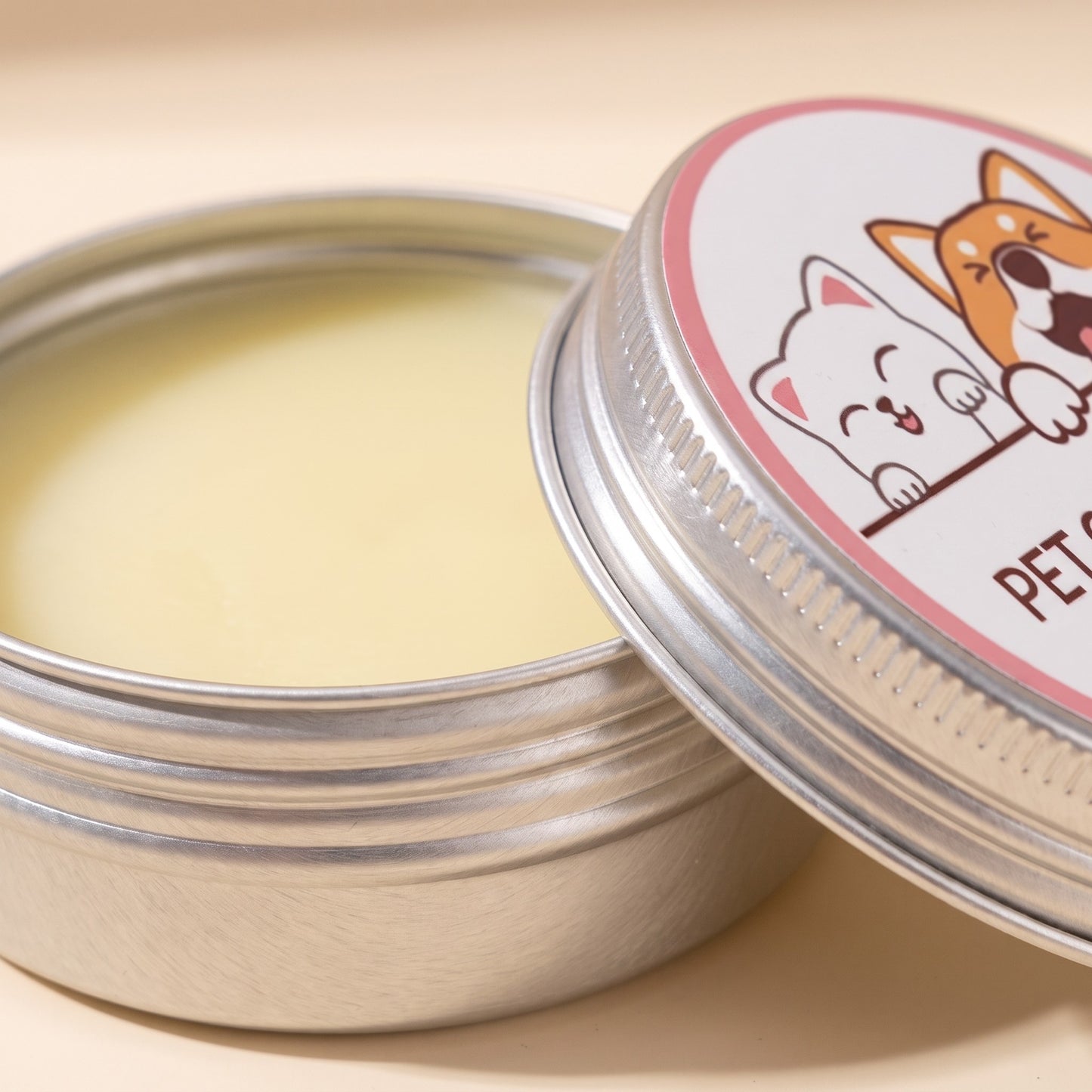 Beeswax Paw and Nose Balm Tin, 50g, close-up detail
