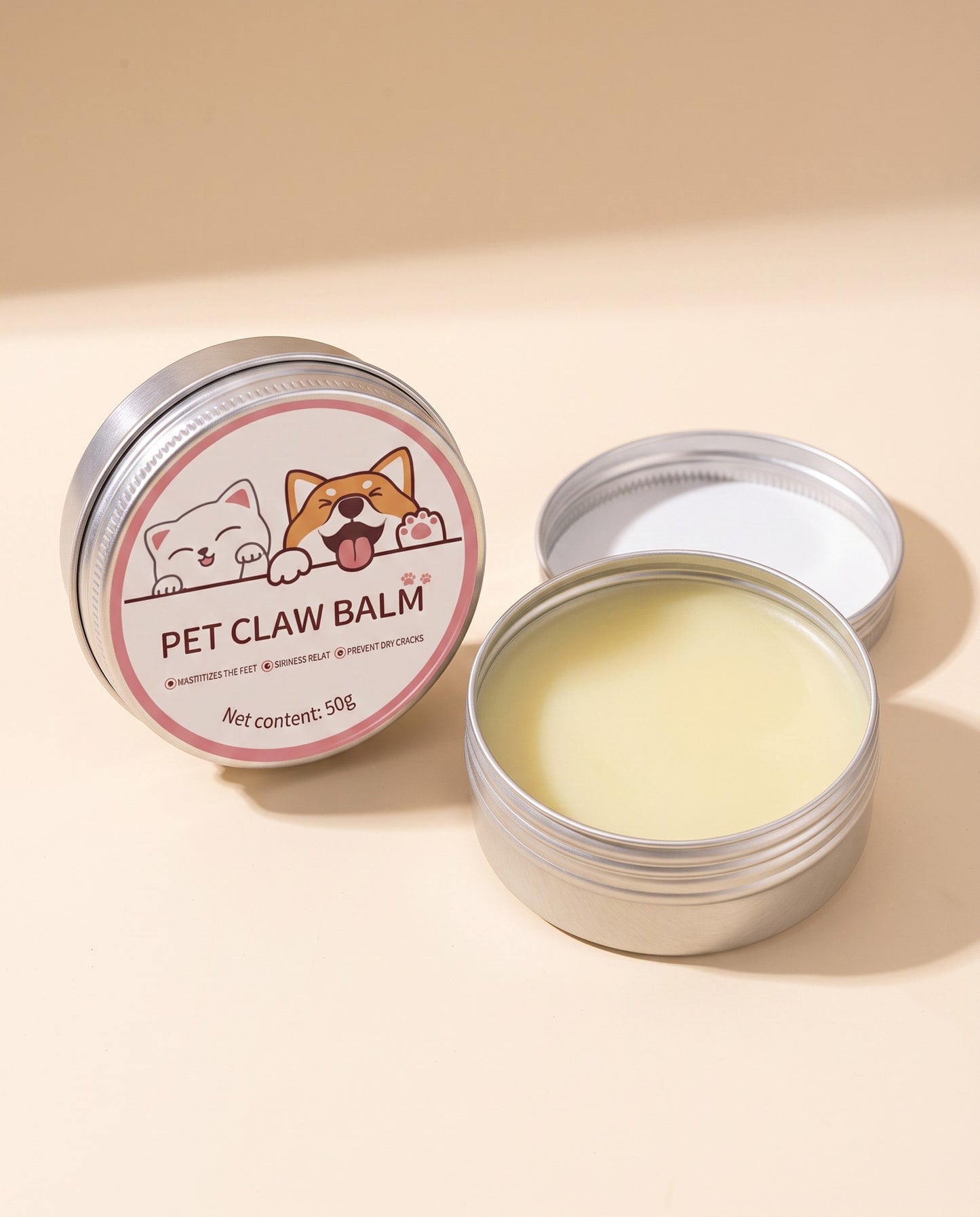 Beeswax Paw and Nose Balm Tin, 50g, styled in a home setting