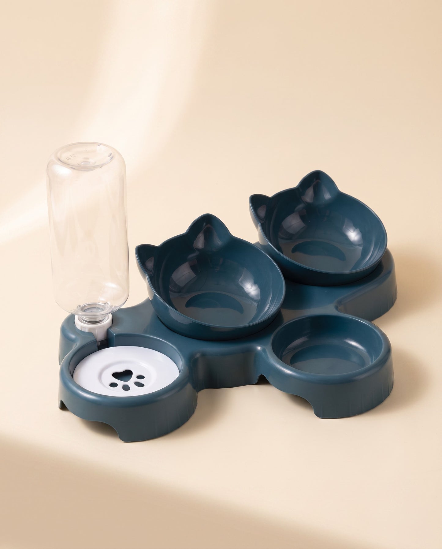 3-in-1 Tilted Bowl Set with Water Bottle, styled in a home setting
