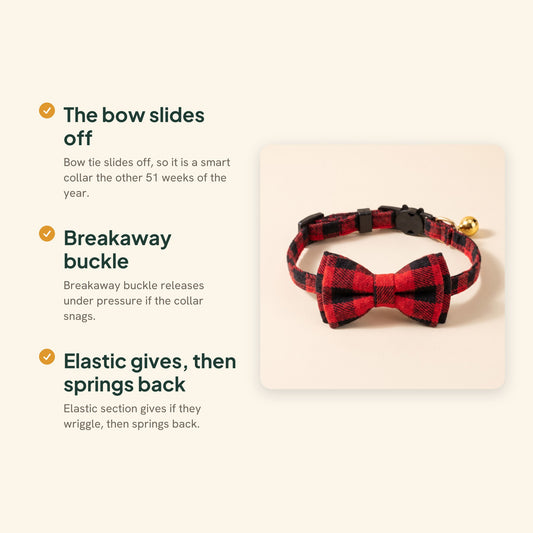 Breakaway Cat Collar with Bow Tie, key benefits
