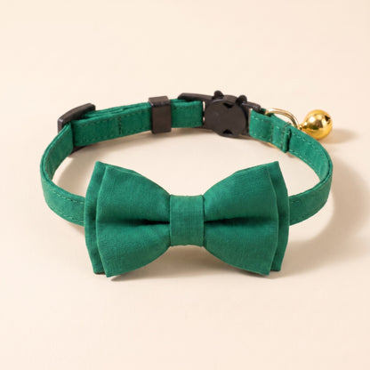 Breakaway Cat Collar with Bow Tie - Emerald Green Solid