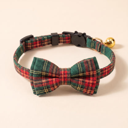 Breakaway Cat Collar with Bow Tie - Christmas Tartan