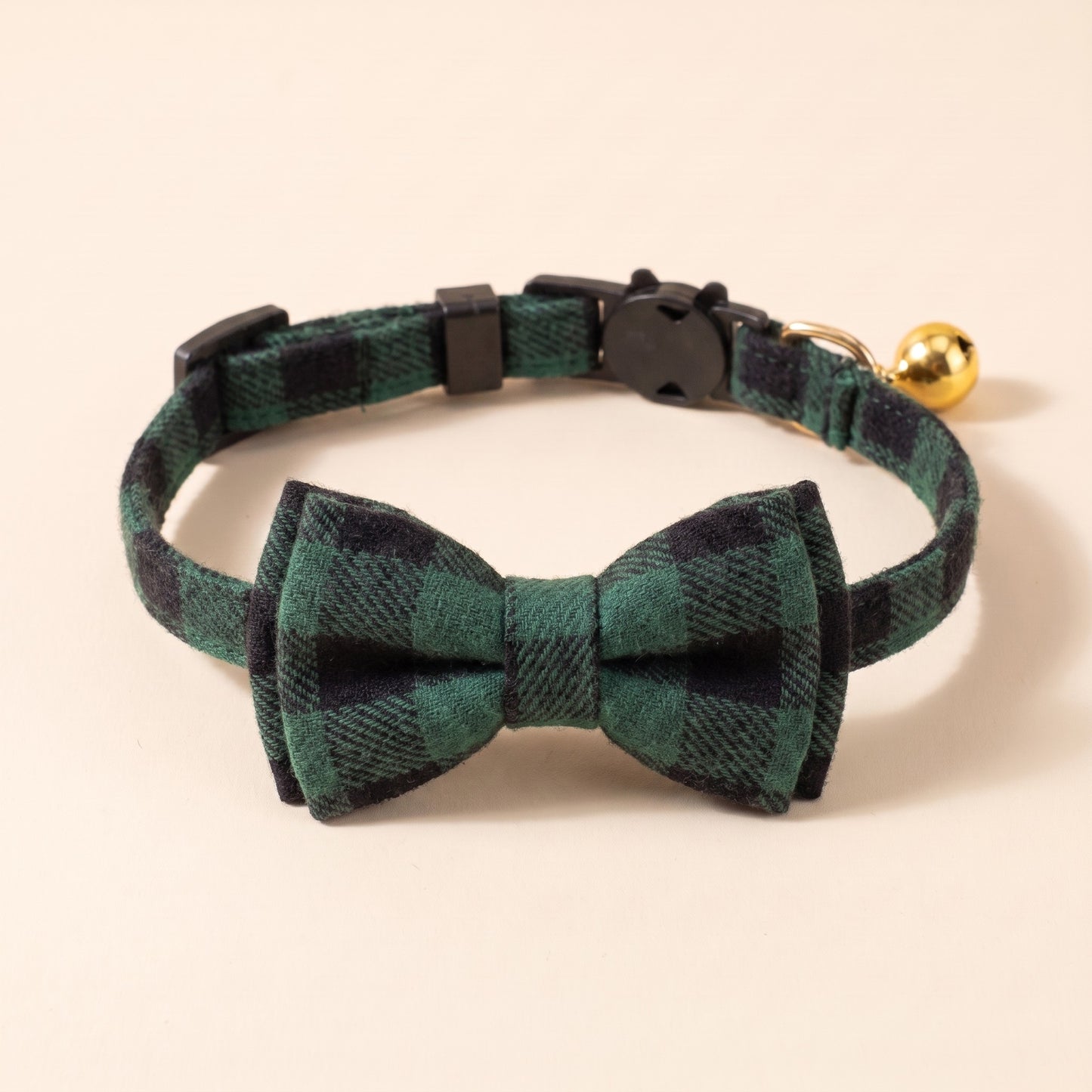 Breakaway Cat Collar with Bow Tie - Dark Green Buffalo Check