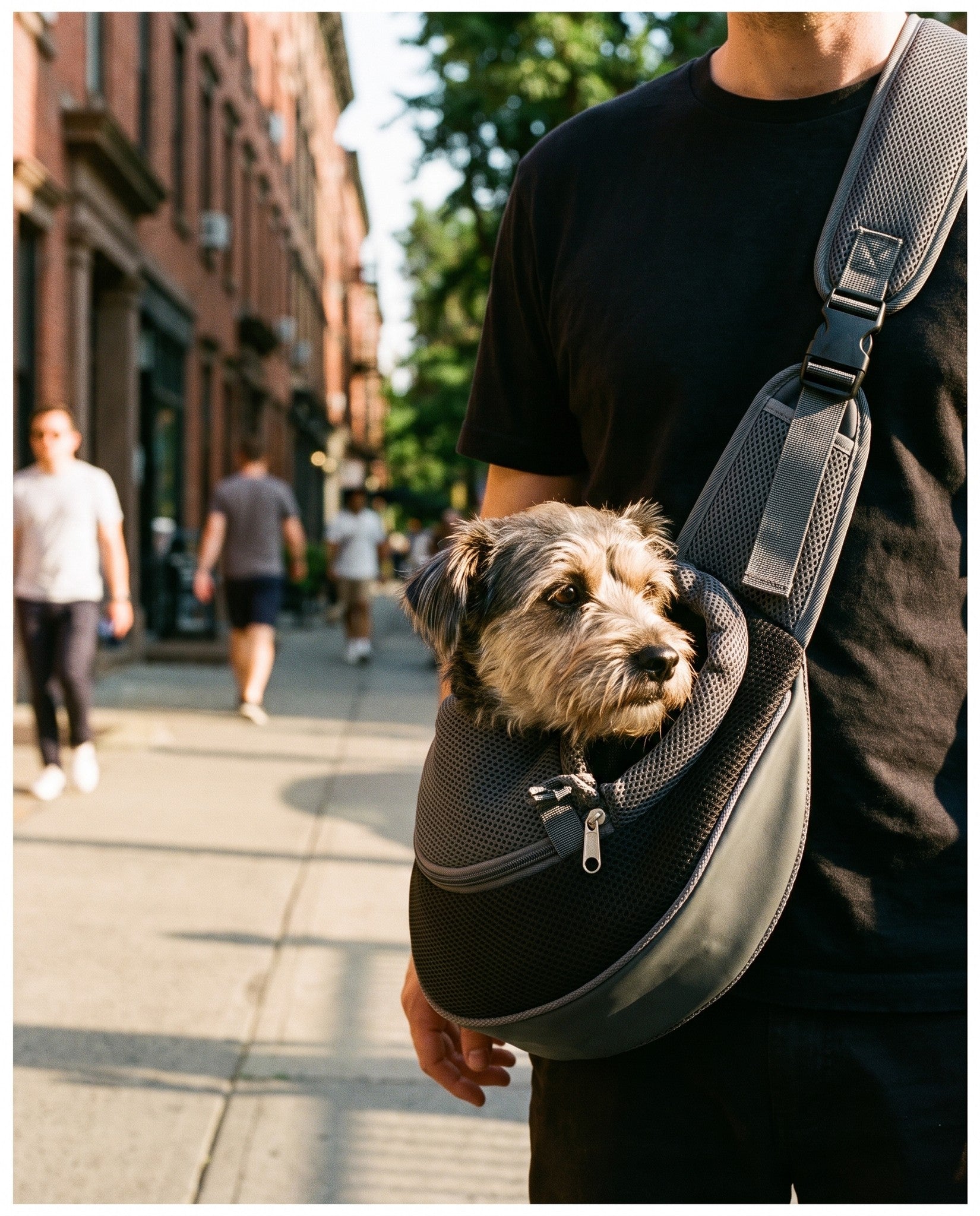 Mesh Sling Carrier with Safety Hook, in use at home
