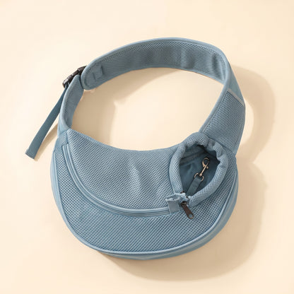 Mesh Sling Carrier with Safety Hook in Lake Blue