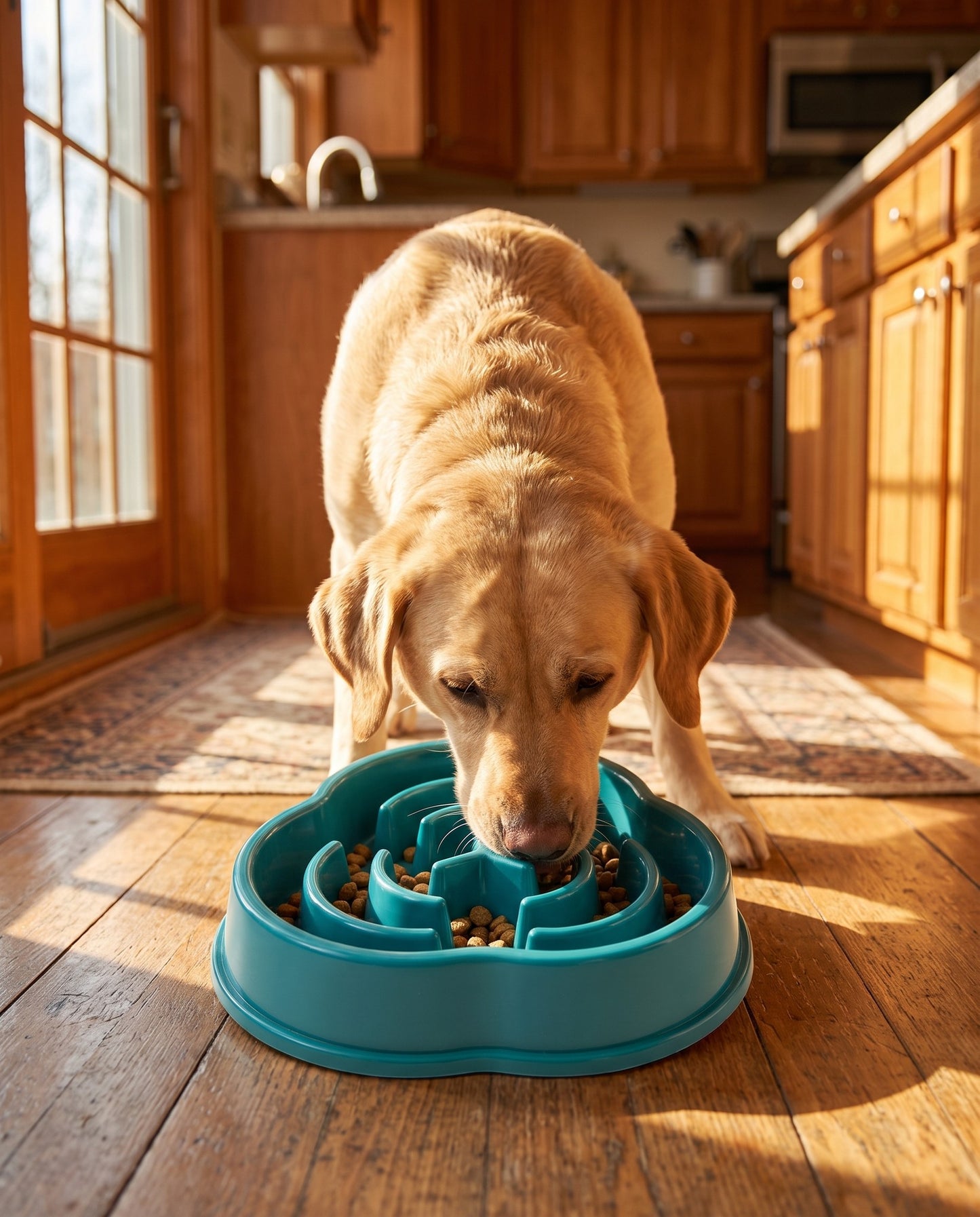 Maze Slow Feeder Bowl, in use at home