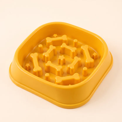 Maze Slow Feeder Bowl - sq-yellow