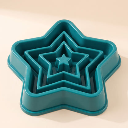 Maze Slow Feeder Bowl - star-teal