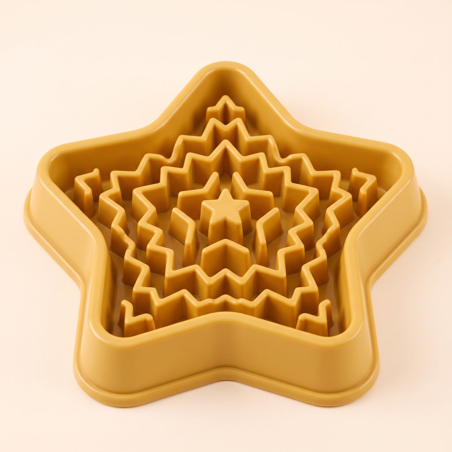 Maze Slow Feeder Bowl - star-yellow