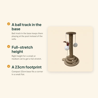Sisal Post with Ball Track Base, key benefits