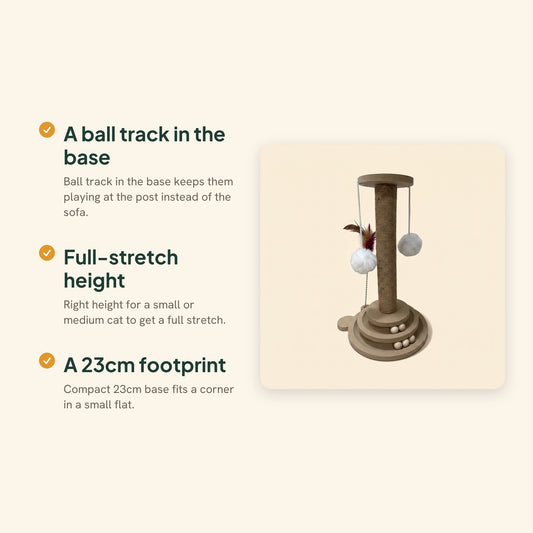 Sisal Post with Ball Track Base, key benefits