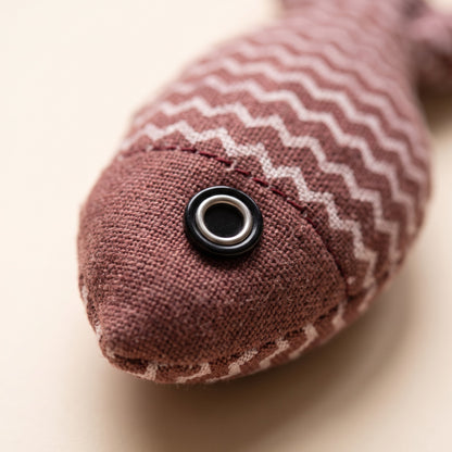 Hemp Catnip Fish Kicker Toy, close-up detail