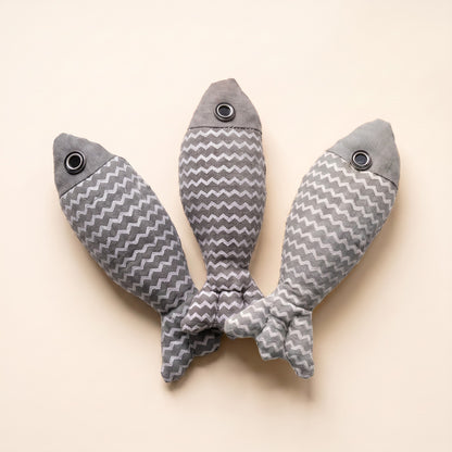 Hemp Catnip Fish Kicker Toy in Gray
