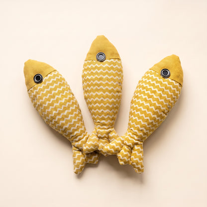 Hemp Catnip Fish Kicker Toy in Yellow