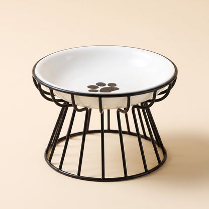 Ceramic Cat Bowl on Raised Stand
