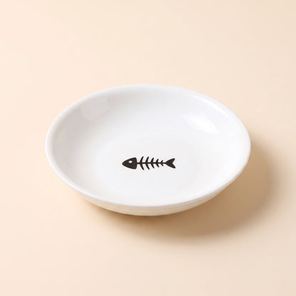 Ceramic Cat Bowl on Raised Stand - plate-fish