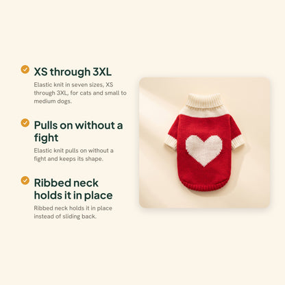 Red Heart Knitted Festive Pet Sweater, XS to 3XL, key benefits