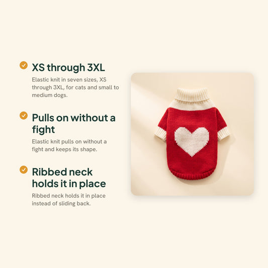 Red Heart Knitted Festive Pet Sweater, XS to 3XL, key benefits