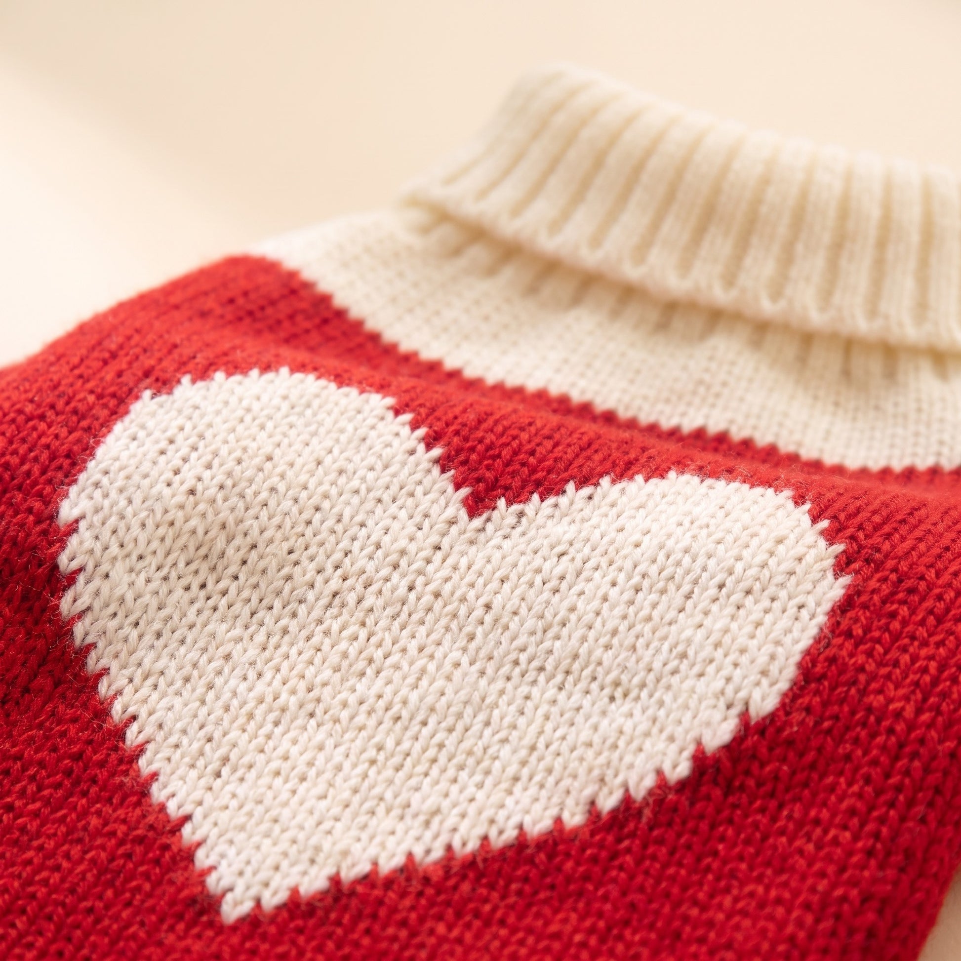 Red Heart Knitted Festive Pet Sweater, XS to 3XL, close-up detail