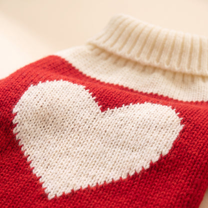 Red Heart Knitted Festive Pet Sweater, XS to 3XL, close-up detail
