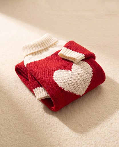 Red Heart Knitted Festive Pet Sweater, XS to 3XL, styled in a home setting