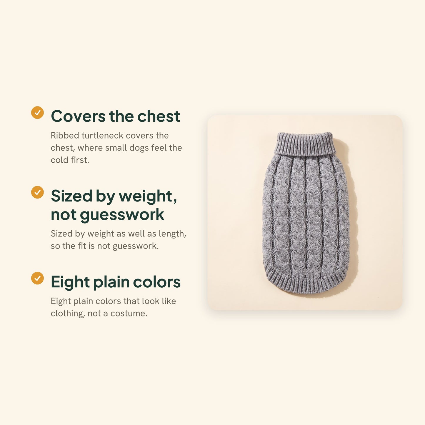Cable-Knit Turtleneck Dog Sweater, key benefits