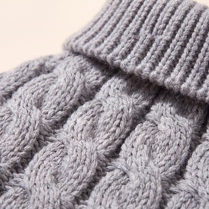Cable-Knit Turtleneck Dog Sweater, close-up detail