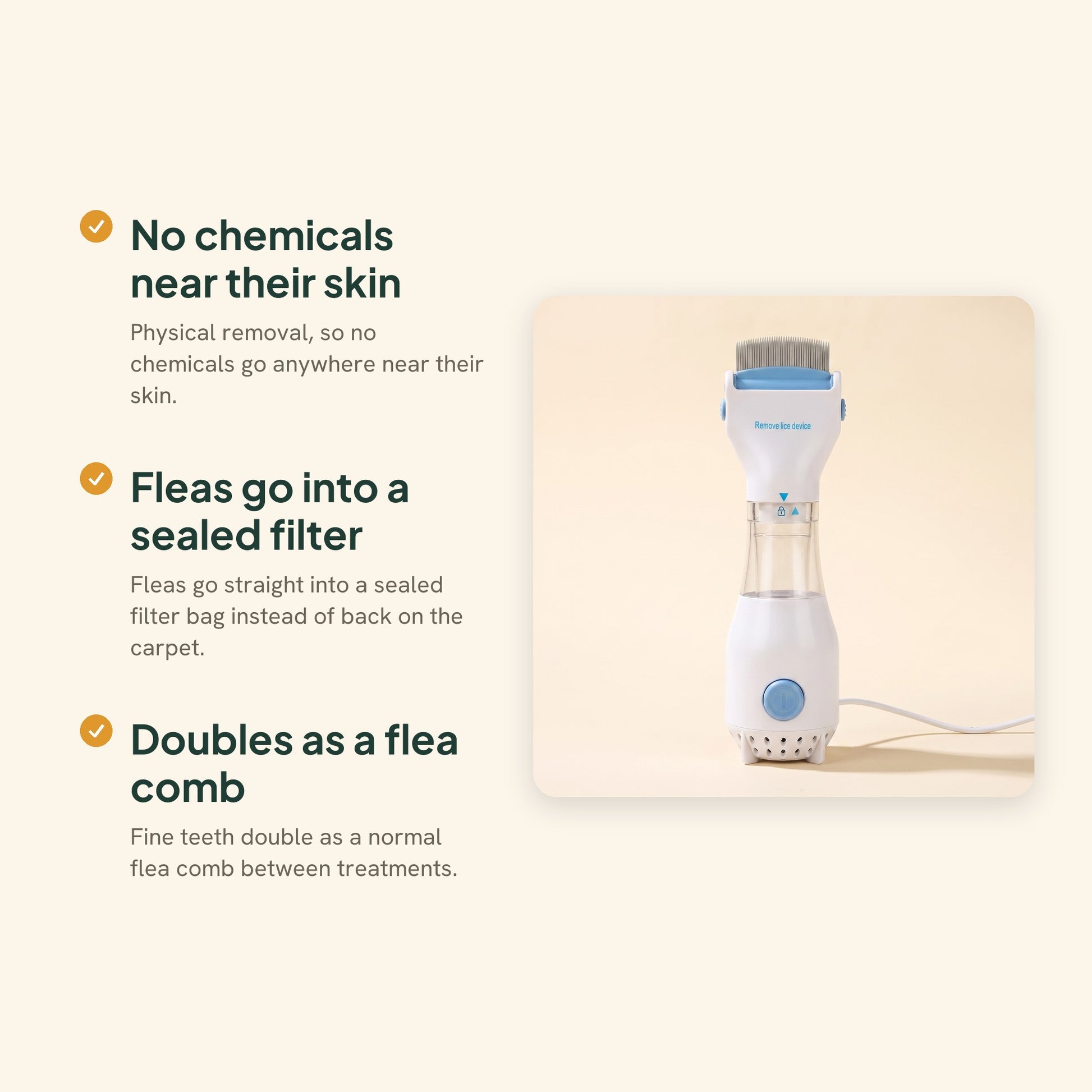 Electric Flea Removal Comb with Filter, key benefits