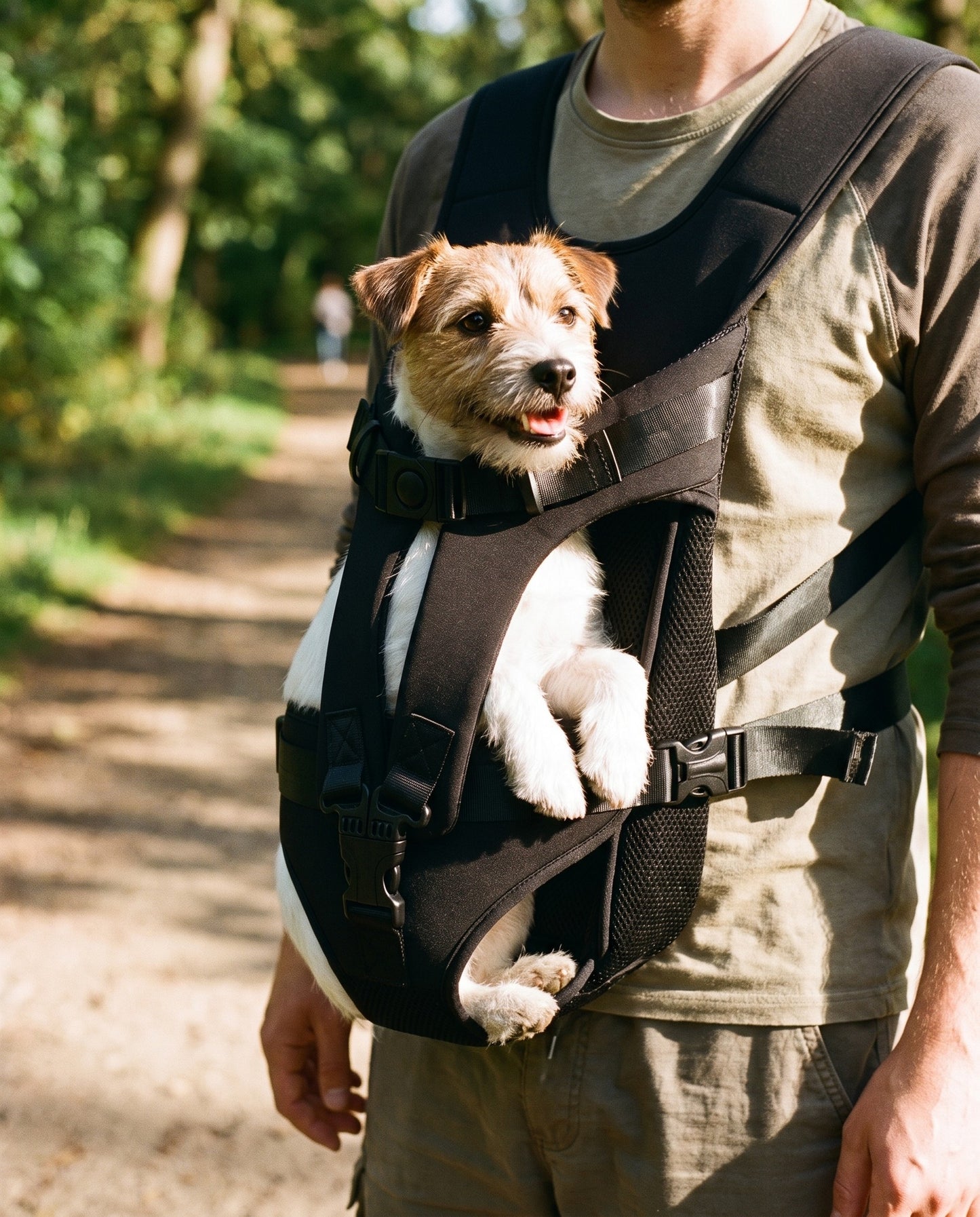 Front Chest Carrier Backpack for Small Dogs, in use at home