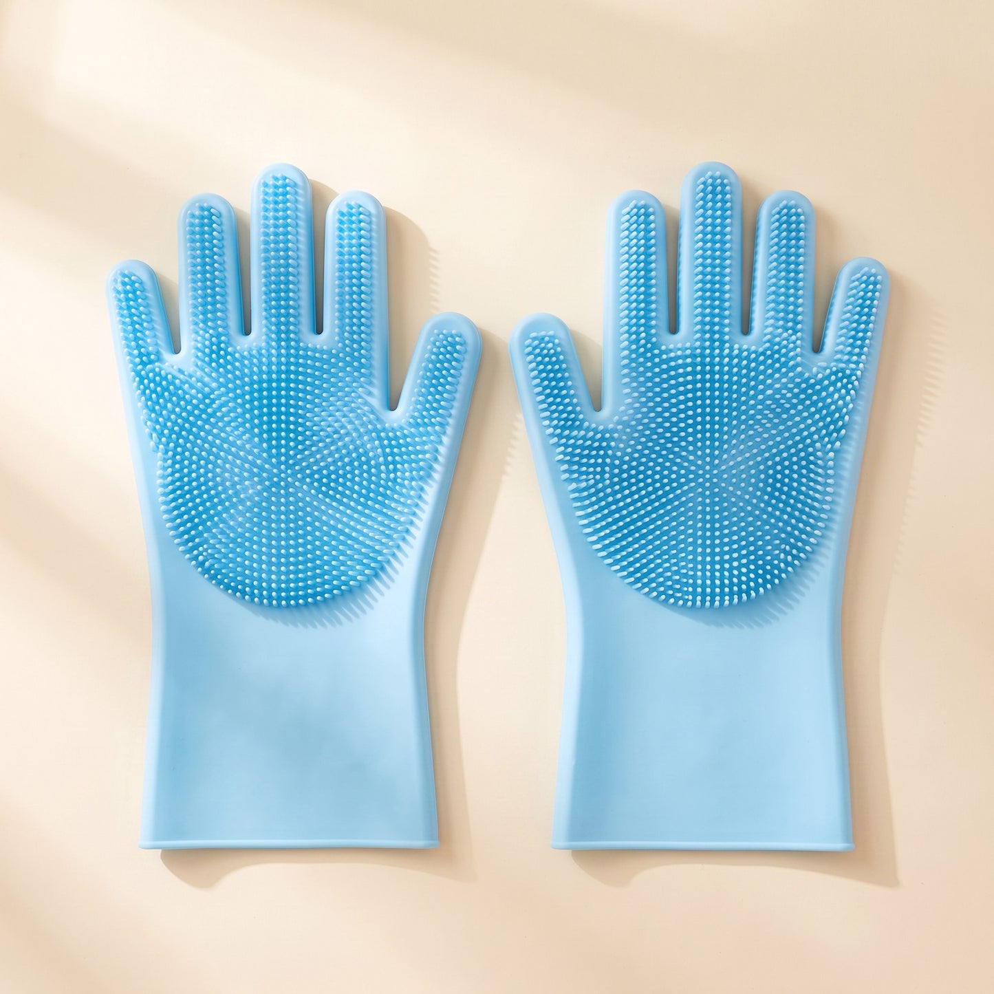 Silicone Bathing Scrubber Gloves in Sky Blue