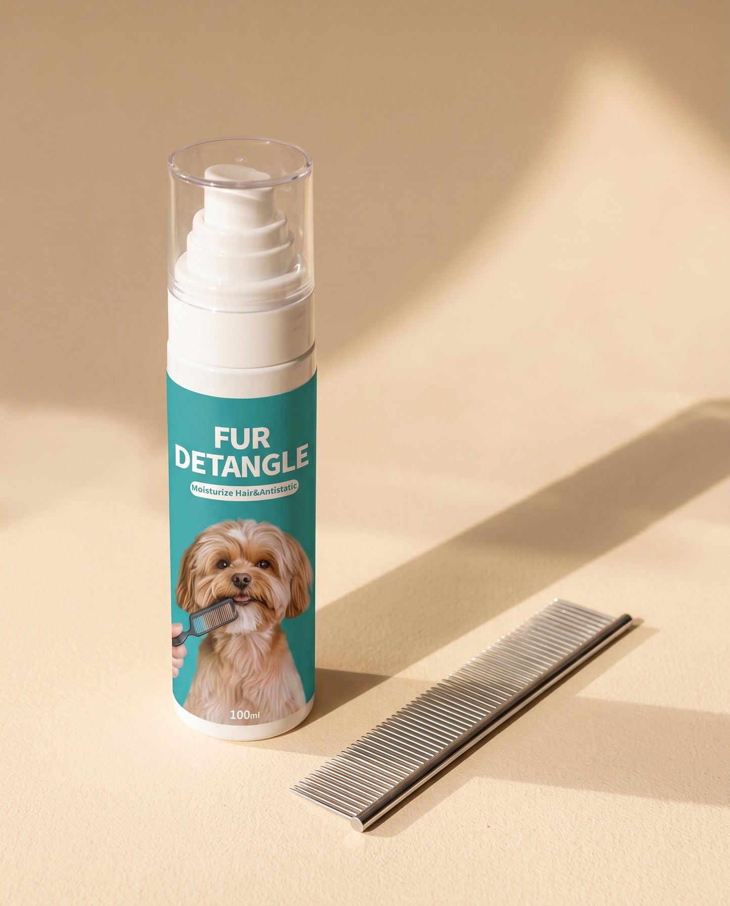 Fur Detangling Treatment Spray, styled in a home setting