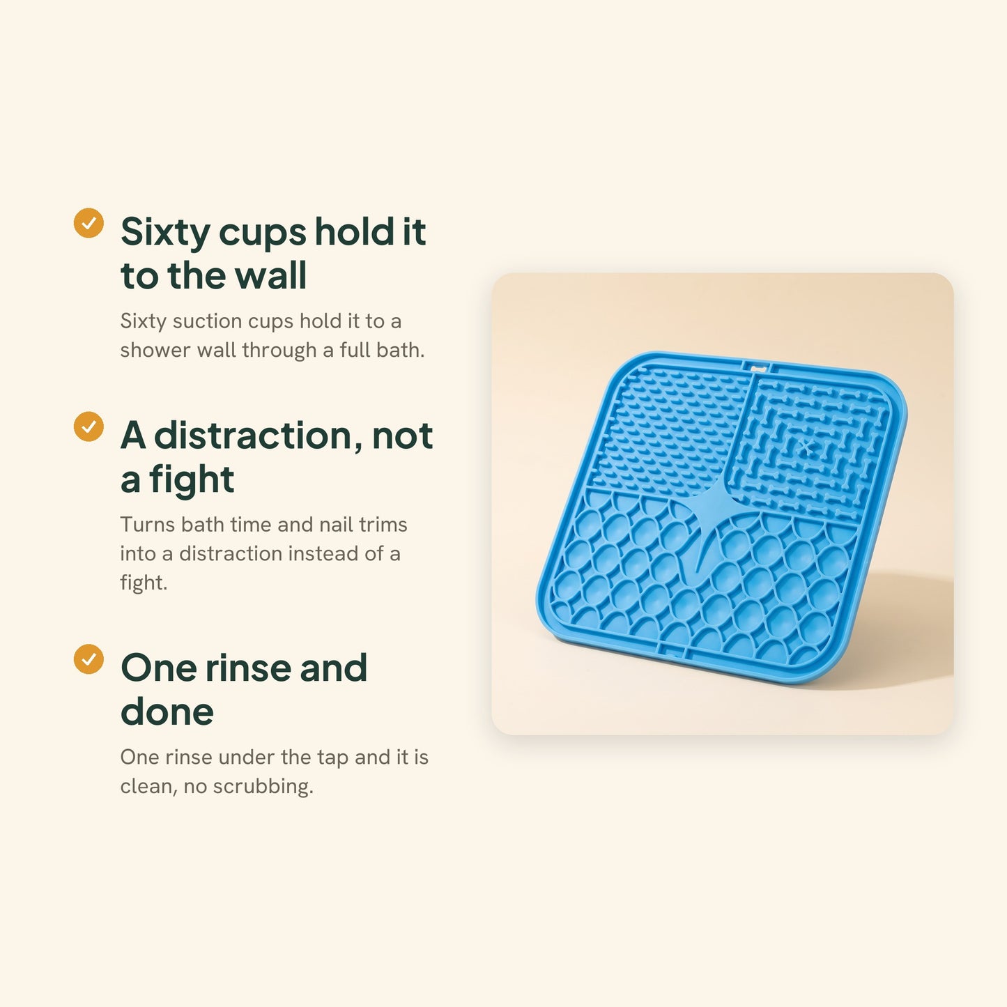 Suction Lick Mat with 60 Cups, key benefits