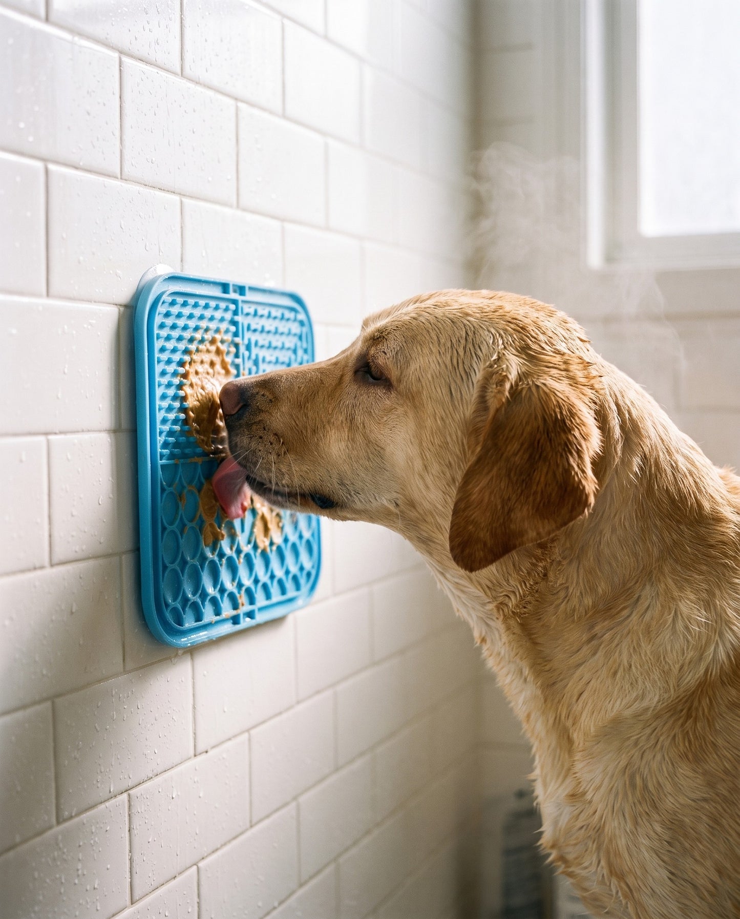 Suction Lick Mat with 60 Cups, in use at home