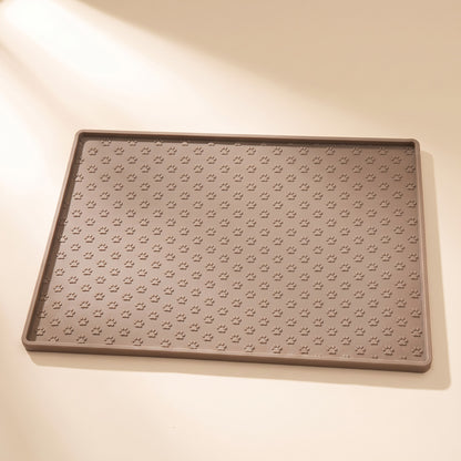 Silicone Paw Print Feeding Mat - light-brown