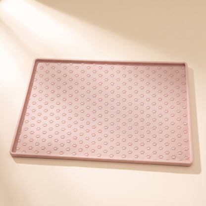Silicone Paw Print Feeding Mat - pink