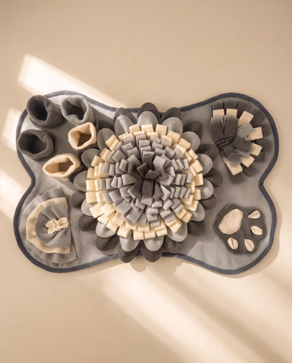 Paw-Shaped Snuffle Mat with Squeaker, styled in a home setting