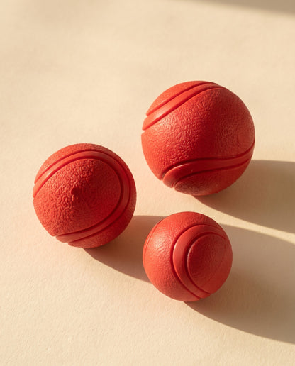 Solid Rubber Bounce Ball for Dogs, styled in a home setting