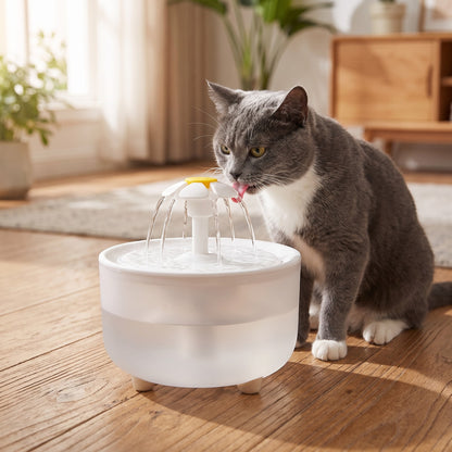 Flower Cat Water Fountain, 1200ml, in use at home