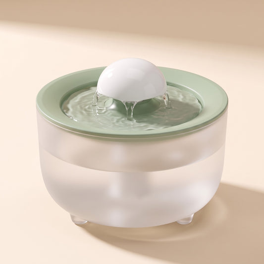 Flower Cat Water Fountain, Green lid, plain outlet