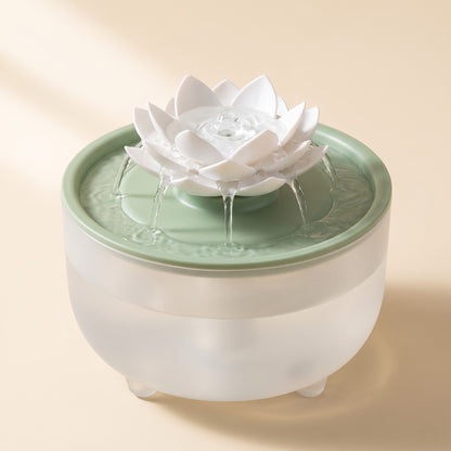 Flower Cat Water Fountain, 1200ml, var green lotus