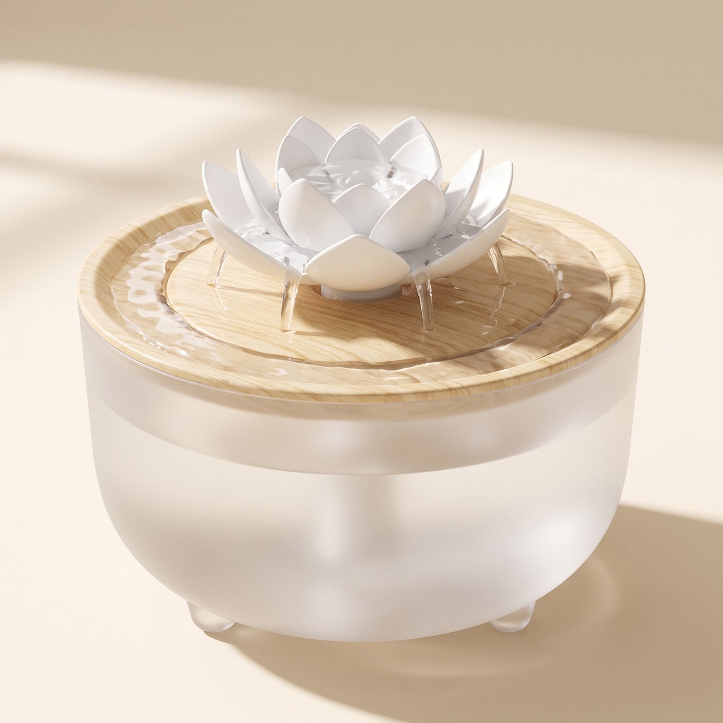 Flower Cat Water Fountain, 1200ml, var wood lotus