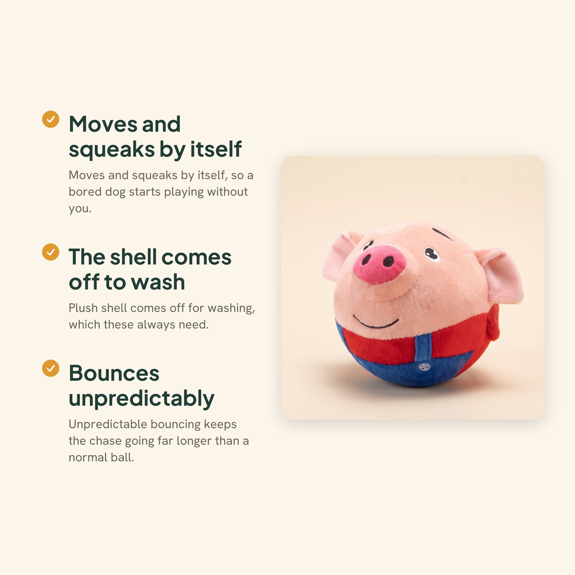 Self-Moving Bouncing Plush Ball Dog Toy, key benefits