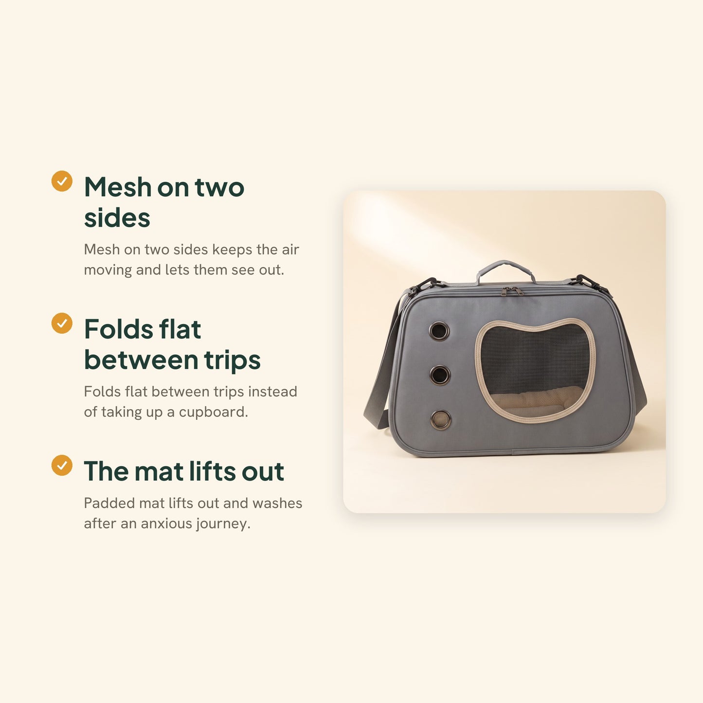 Foldable Soft-Sided Shoulder Carrier, key benefits