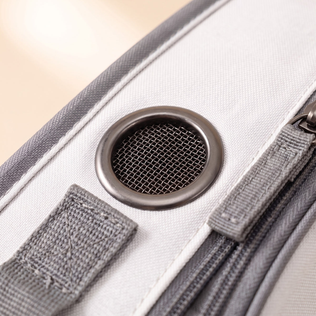 Soft-Sided Shoulder Carrier, White, close-up detail