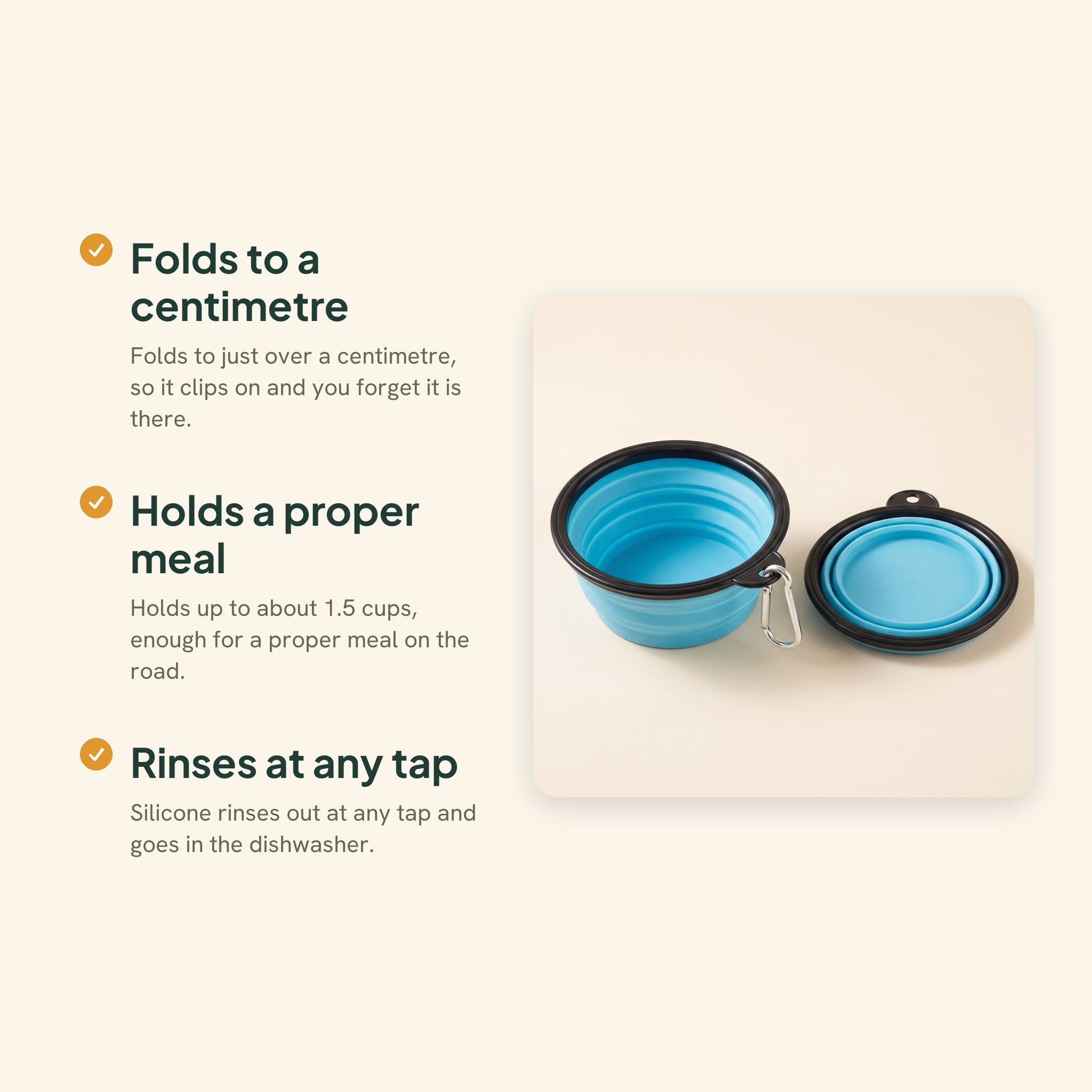 Collapsible Travel Bowl with Carabiner, key benefits
