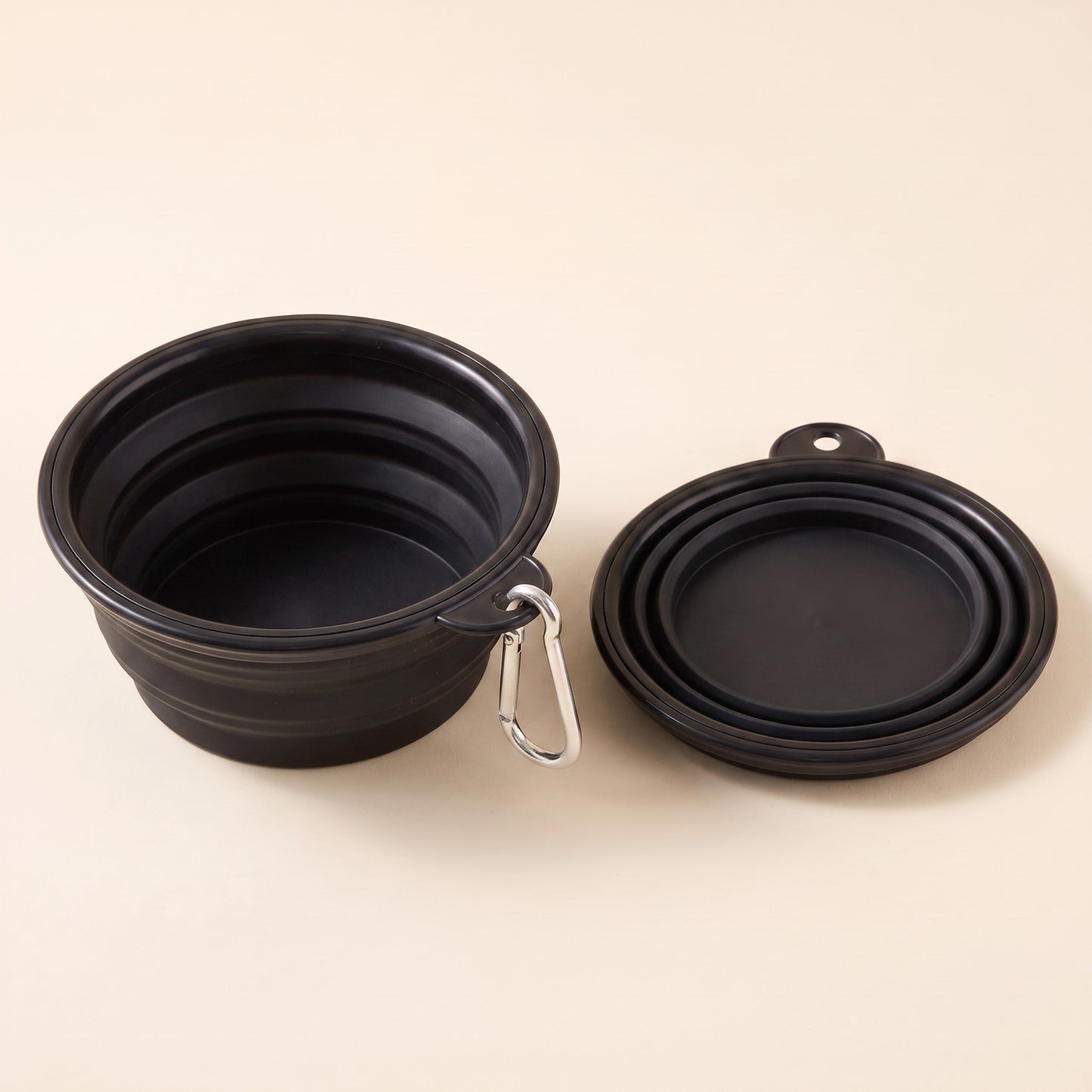 Collapsible Travel Bowl with Carabiner - black