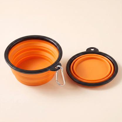 Collapsible Travel Bowl with Carabiner - orange