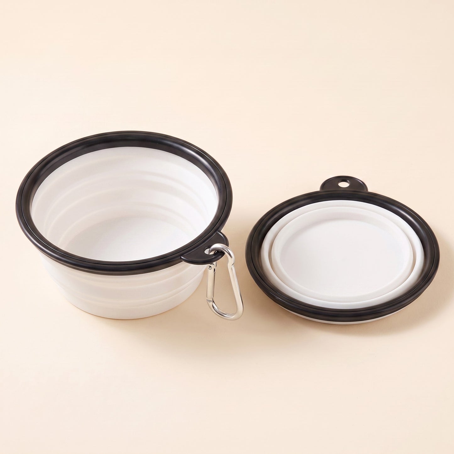 Collapsible Travel Bowl with Carabiner - white