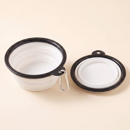 Collapsible Travel Bowl with Carabiner - white